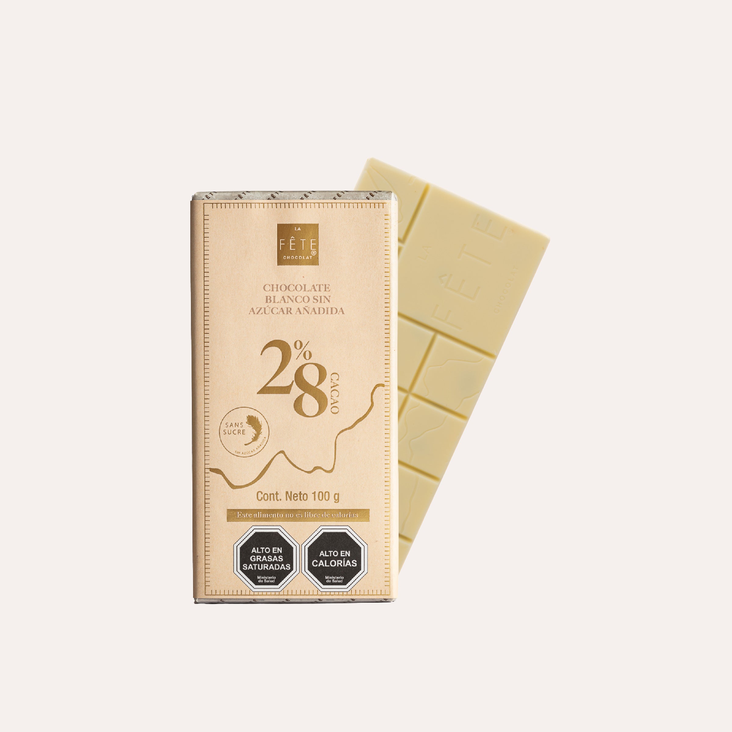 Barra chocolate Blanco 28% cacao sin azúcar añadida 100 g