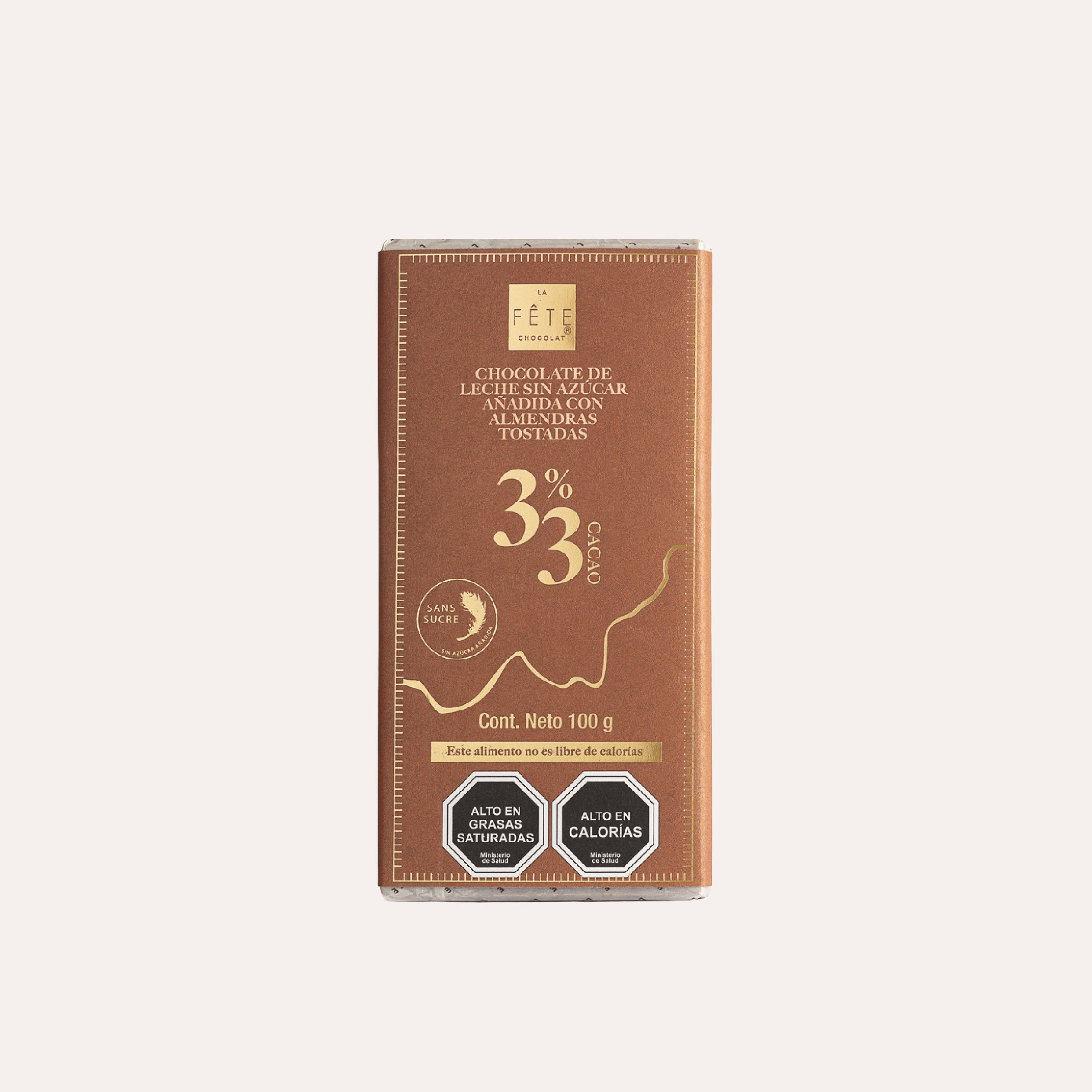 Barra Leche almendra 33% cacao sin azúcar añadida 100 g