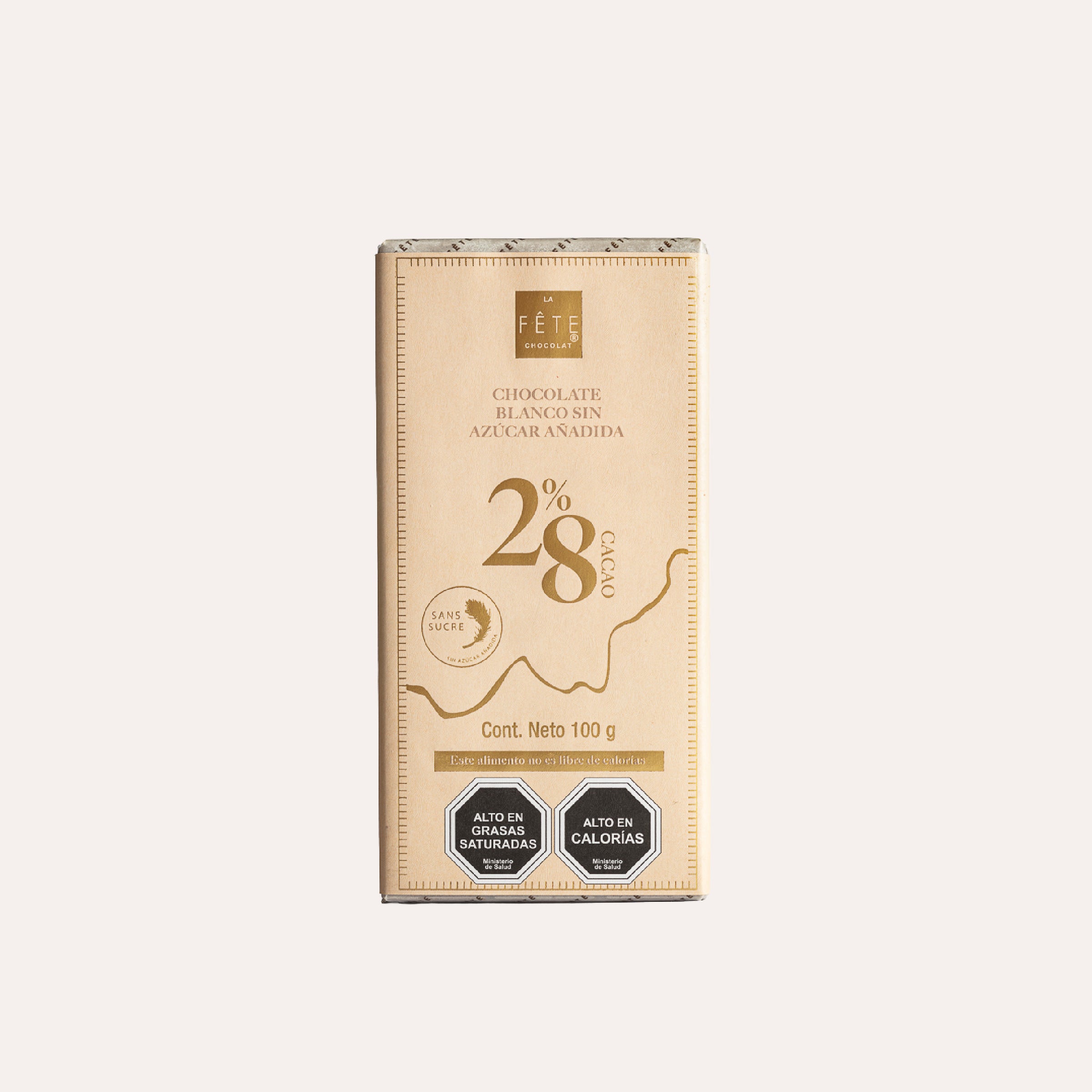 Barra chocolate Blanco 28% cacao sin azúcar añadida 100 g