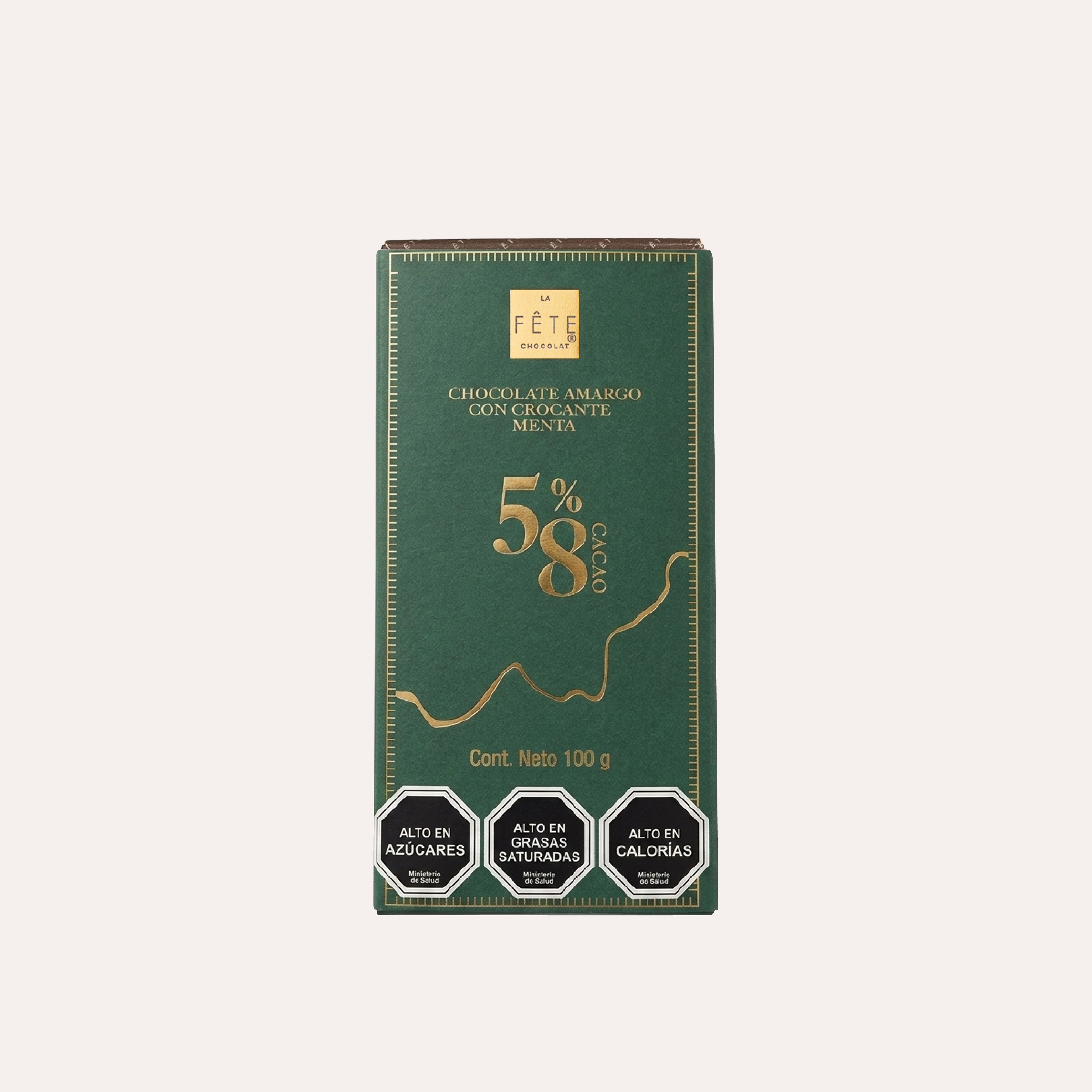Barra menta chocolate amargo 58% cacao 100 g
