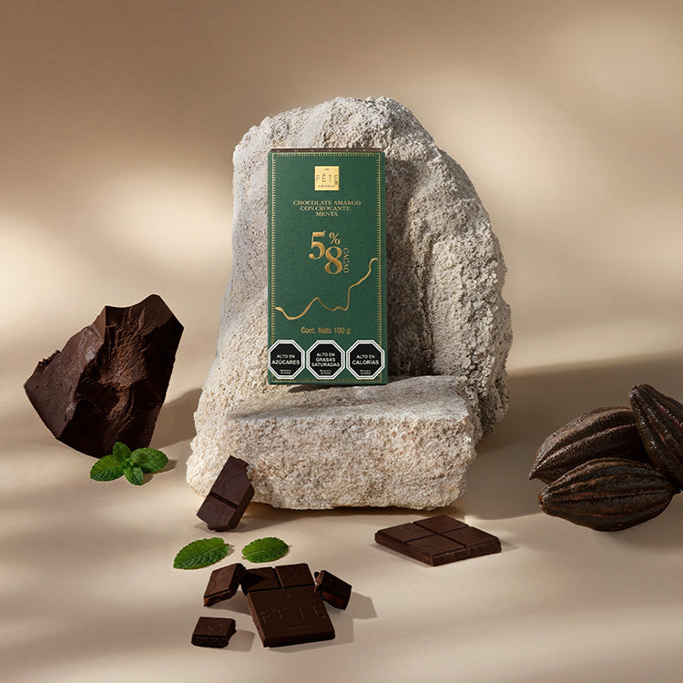 Barra de chocolate amargo menta 58% cacao 100 g