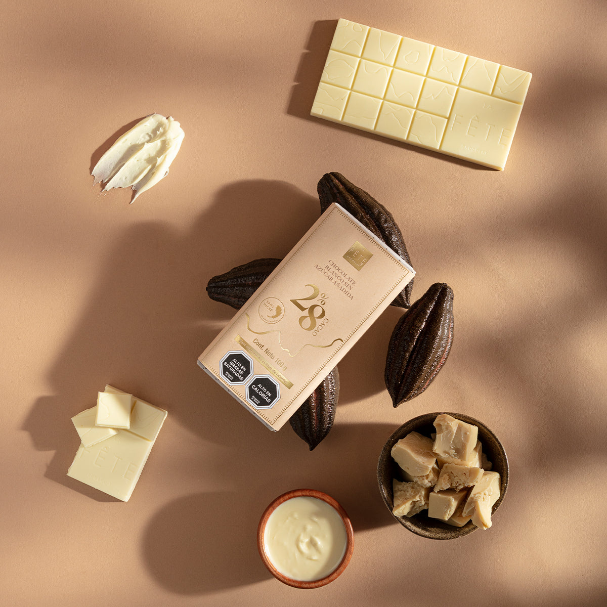 Barra chocolate Blanco 28% cacao sin azúcar añadida 100 g