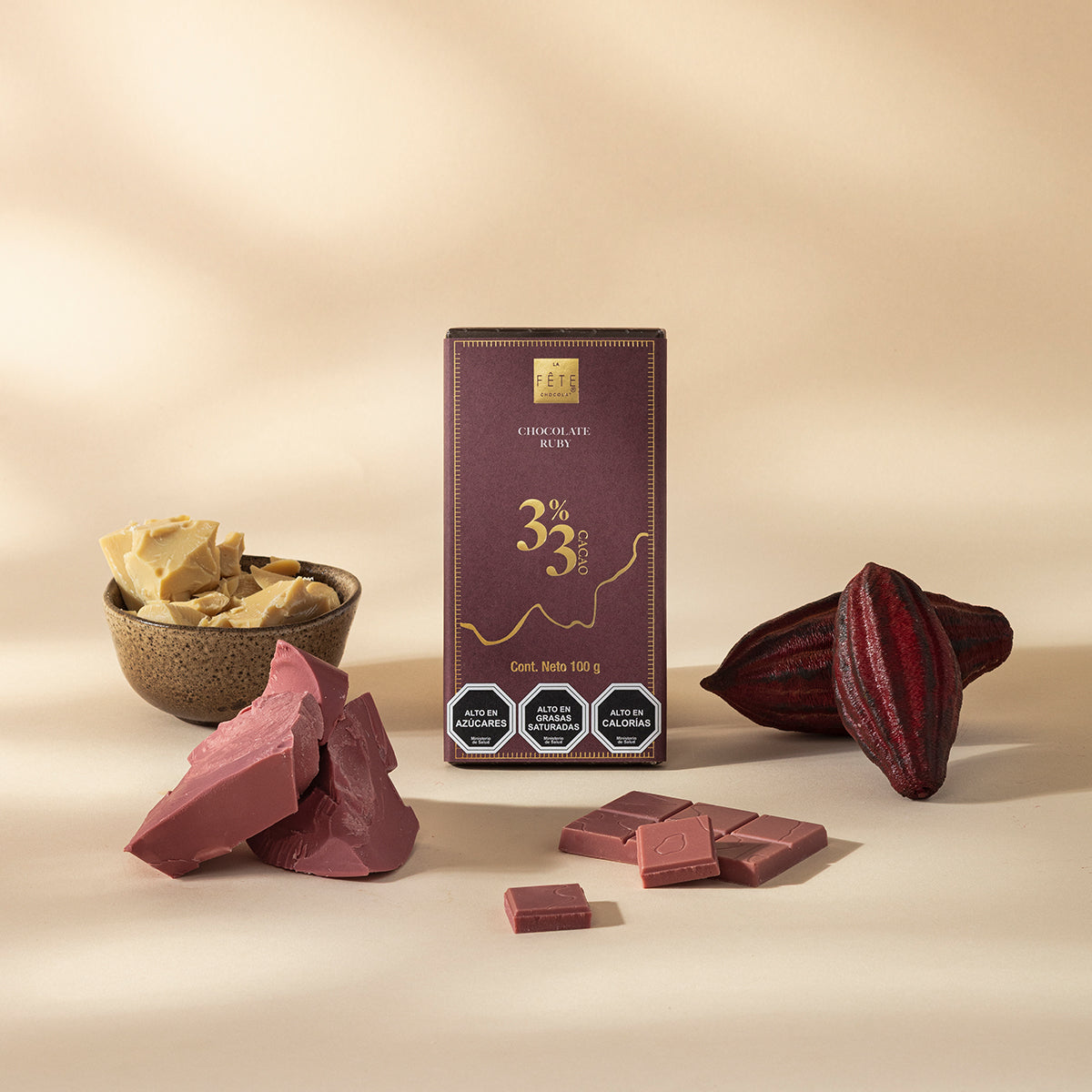 Barra chocolate Ruby 33% cacao 100 g