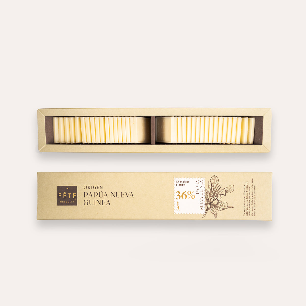 Origen Papúa Nueva Guinea Blanco 36% cacao 180 g