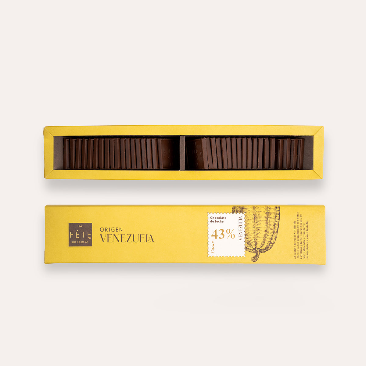 Origen Venezuela leche 43% cacao 180 g