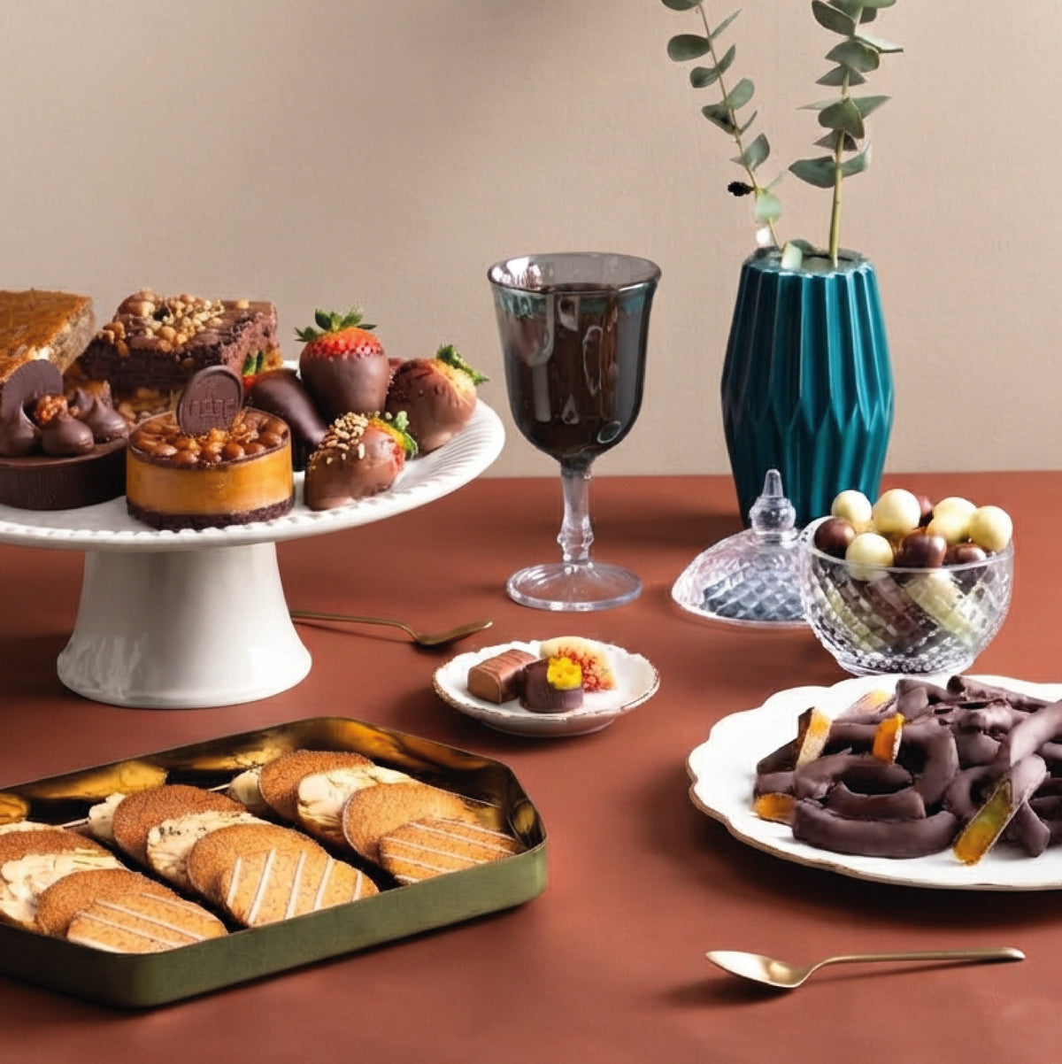 Mesa servida con pastelería y bombones La Fête