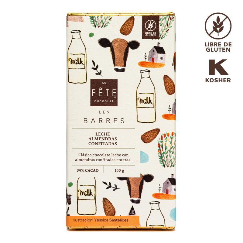 Leche Almendras Confitadas | 34% cacao | Barra 100 g 