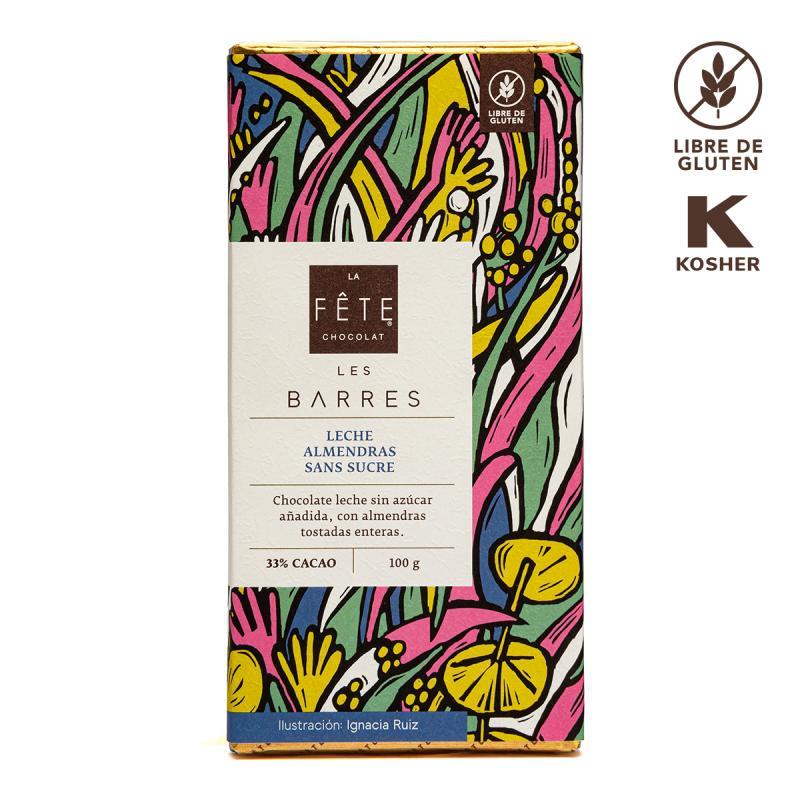 Leche Almendras sin azúcar | 33% cacao Barra 100 g 