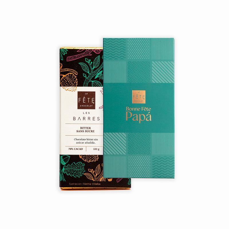 Bitter sin azúcar | 70% cacao | Barra Funda día del padre 100 g