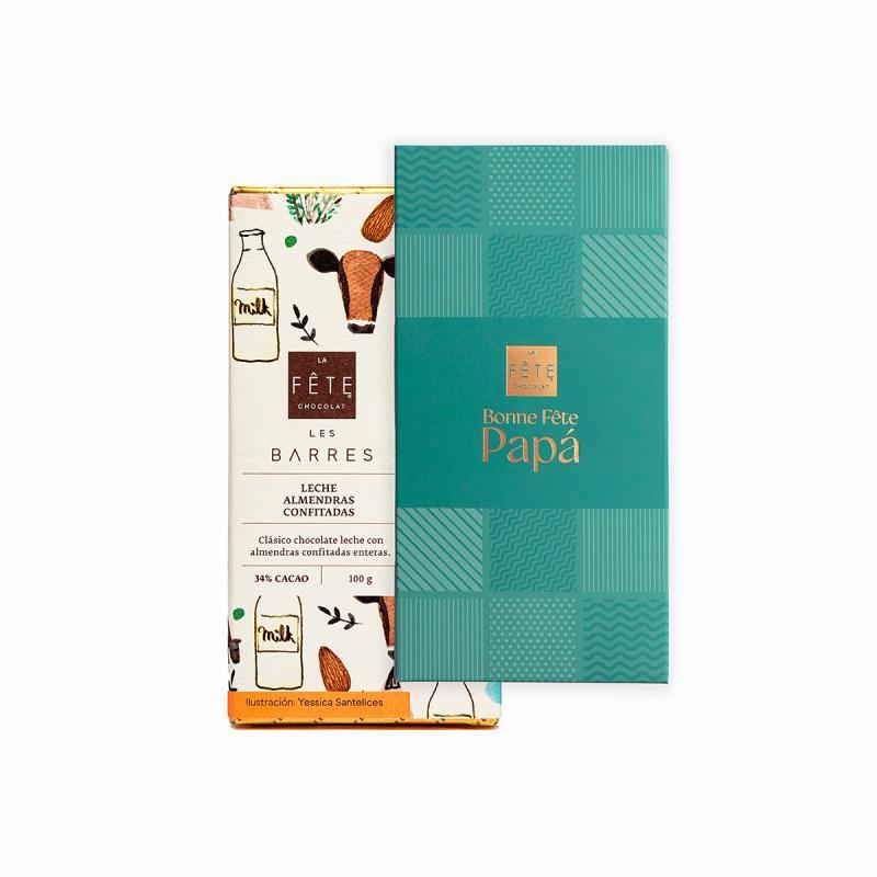 Leche Almendras Confitadas | 34% cacao | Barra Funda día del padre 100 g 