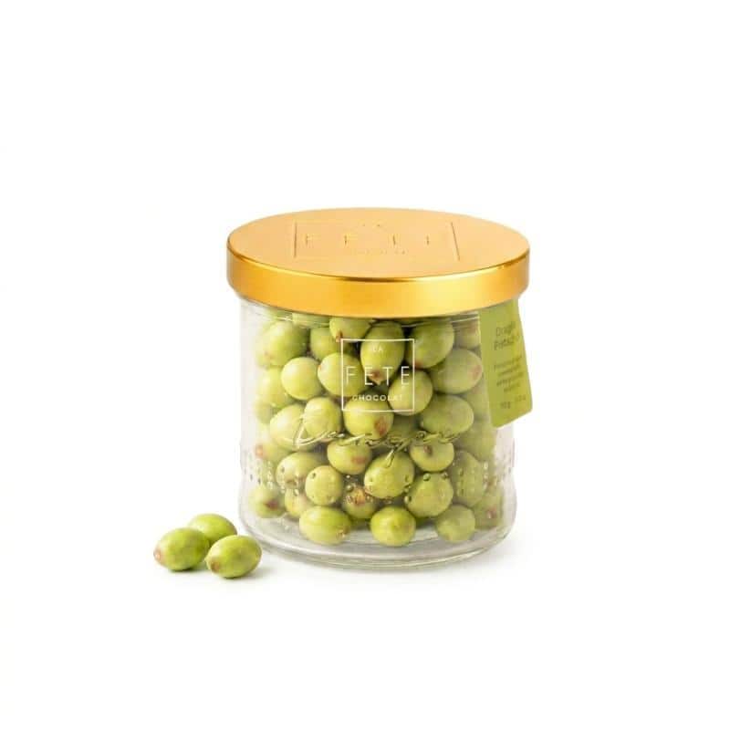 Drag&eacute;e Pistacho con chocolate blanco 210g